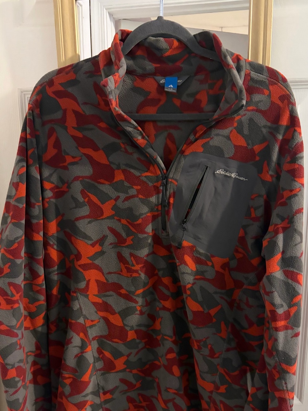 Eddie Bauer Orange & Gray Camo Quarter-Zip Fleece Pullover